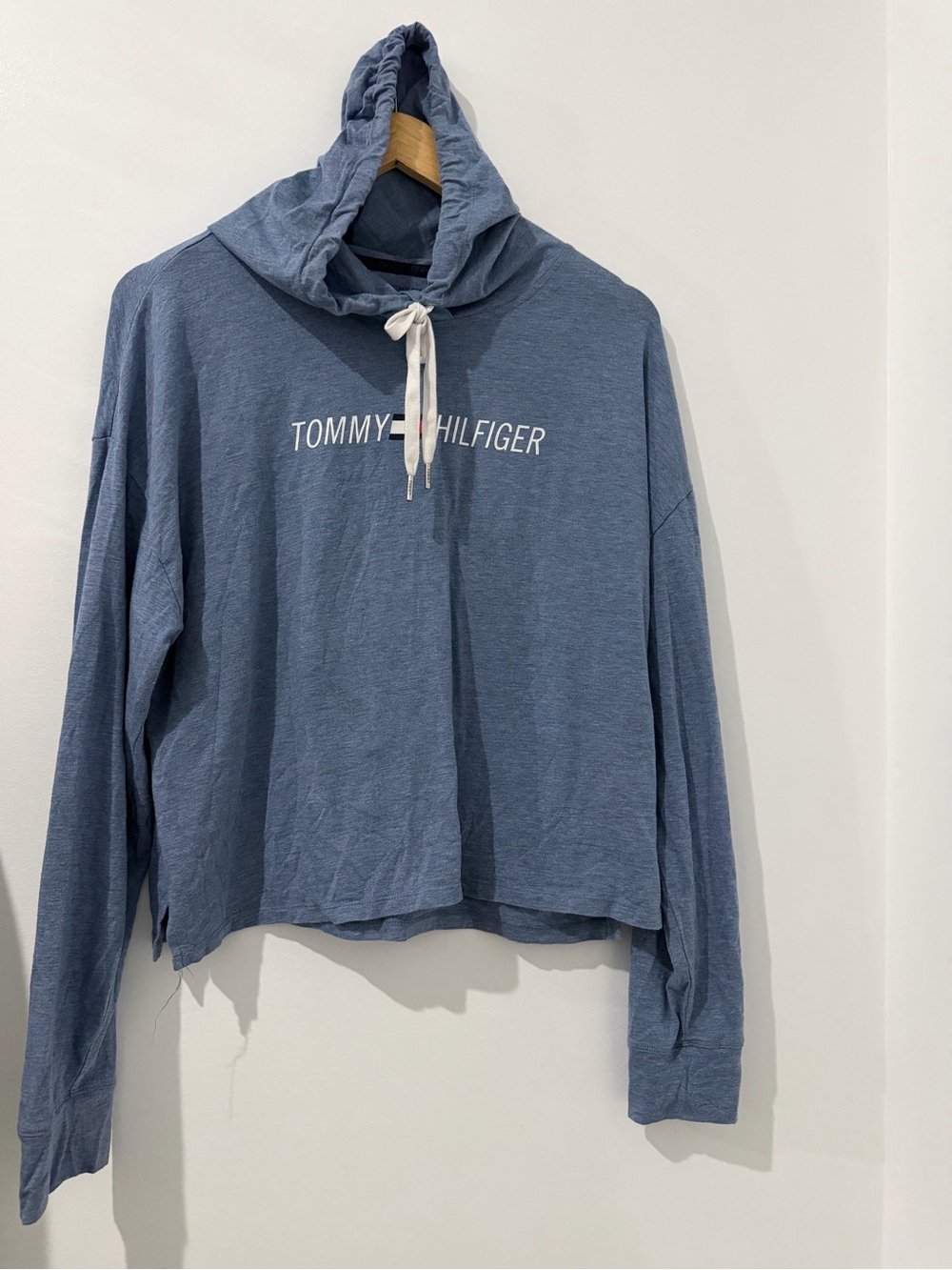 Tommy Hilfiger Dusty Blue Hooded Long-Sleeve Pullover